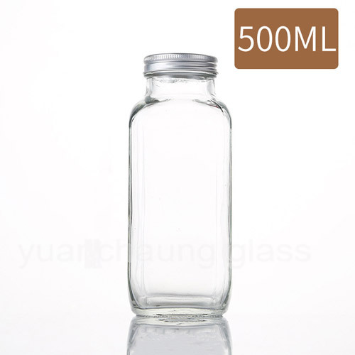 250ml 350ml 500ml Square Milk Glass Bottle with two different Cover