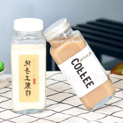 250ml 350ml 500ml Square Milk Glass Bottle with two different Cover