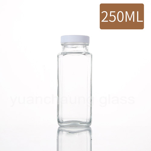 250ml 350ml 500ml Square Milk Glass Bottle with two different Cover