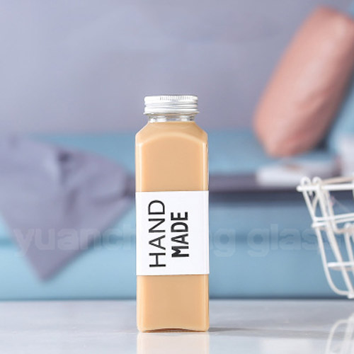 350ml 500ml Square Milk Tea Glass Bottle