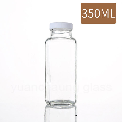 250ml 350ml 500ml Square Milk Glass Bottle with two different Cover