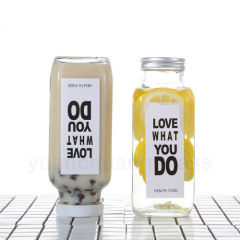 250ml 350ml 500ml Square Milk Glass Bottle with two different Cover