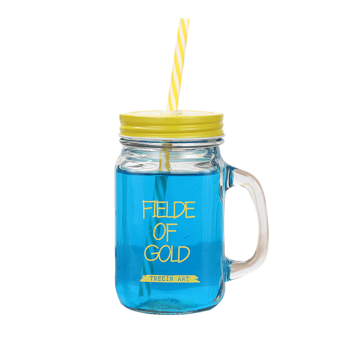 500ml 700ml Wide Mouth Glass Mason Jar with Handles Straws and Lids