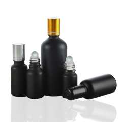 5ml 10ml 15ml 20ml 30ml 50ml 100ml Frosted Black Roll on Bottle