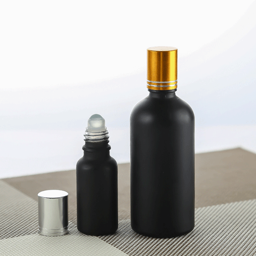 5ml 10ml 15ml 20ml 30ml 50ml 100ml Frosted Black Roll on Bottle