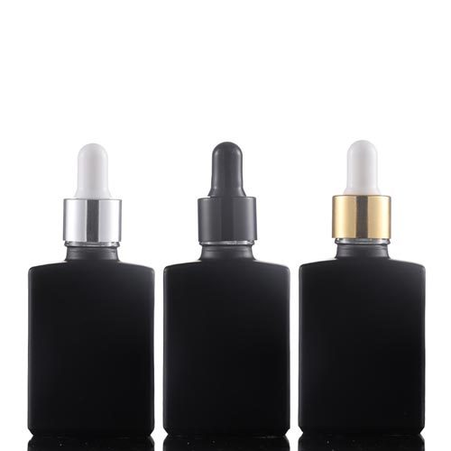 30ml Transparent Frosted Black Square Essential Oil Glass Bottle