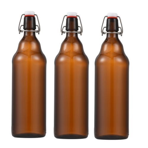 330ml 500ml 750ml 1000ml Clear Small Beer Glass Swing Top Bottle with Stopper
