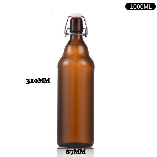 330ml 500ml 750ml 1000ml Clear Small Beer Glass Swing Top Bottle with Stopper