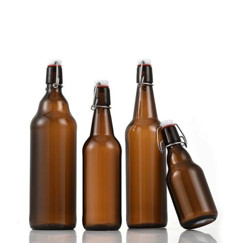 330ml 500ml 750ml 1000ml Clear Small Beer Glass Swing Top Bottle with Stopper