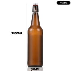 330ml 500ml 750ml 1000ml Clear Small Beer Glass Swing Top Bottle with Stopper