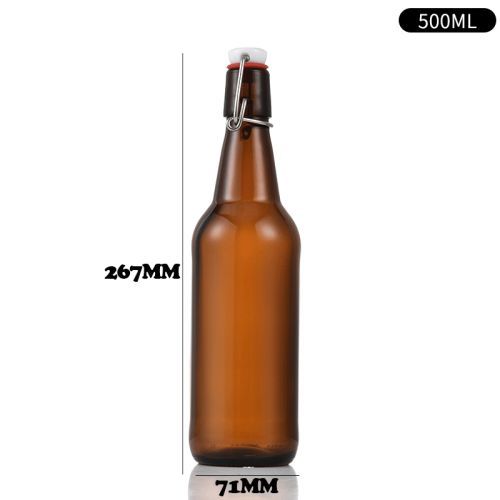 330ml 500ml 750ml 1000ml Clear Small Beer Glass Swing Top Bottle with Stopper