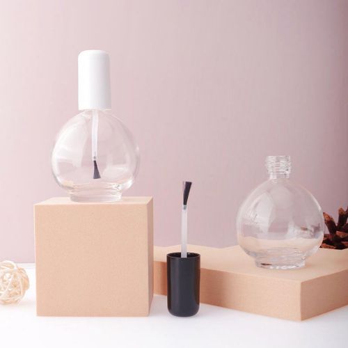 75ml Round Customized Clear Nail Polish Glass Bottle