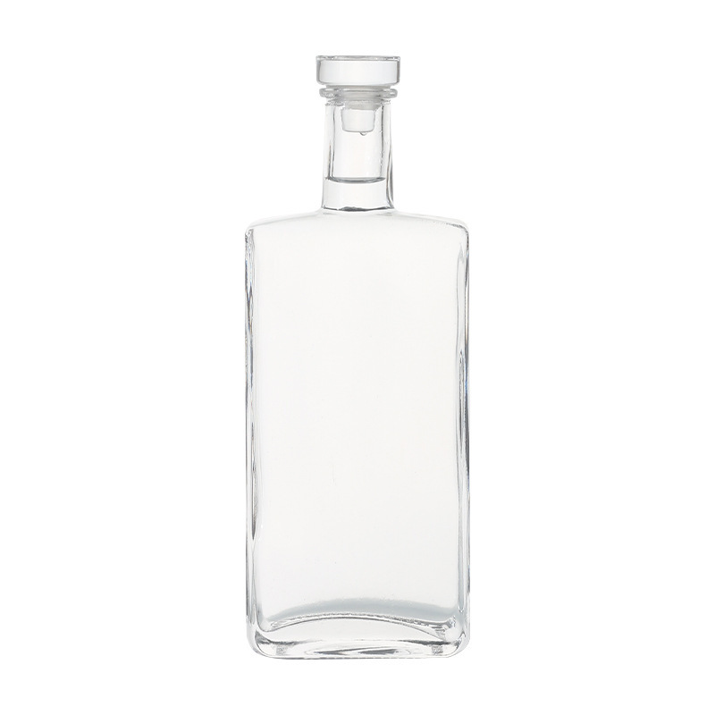 250ml 500ml Flat Empty Liquor Wine Glass Bottle with Glass Lid