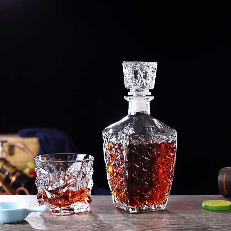 250ml 450ml 800ml Square Empty Liquor Wine Glass Bottle for Whiskey Brandy Rum