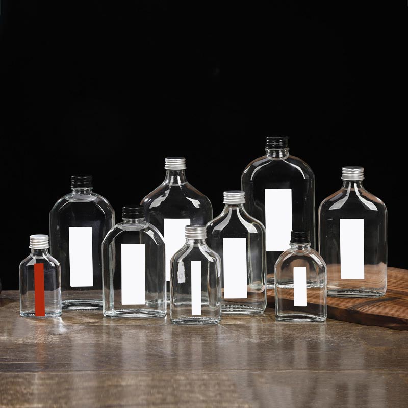 50ml 100ml 200ml 250ml 350ml 500ml Flat Empty Clear Liquor Wine Glass Bottle for Vodka liquor wine