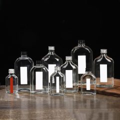 50ml 100ml 200ml 250ml 350ml 500ml Flat Empty Clear Liquor Wine Glass Bottle for Vodka liquor wine