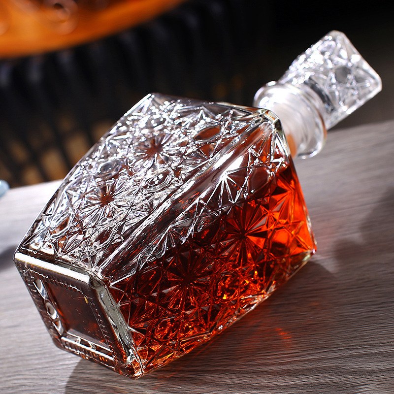 250ml 450ml 800ml Square Empty Liquor Wine Glass Bottle for Whiskey Brandy Rum
