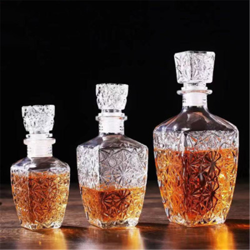 250ml 450ml 800ml Square Empty Liquor Wine Glass Bottle for Whiskey Brandy Rum