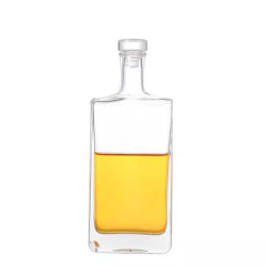 250ml 500ml Flat Empty Liquor Wine Glass Bottle with Glass Lid