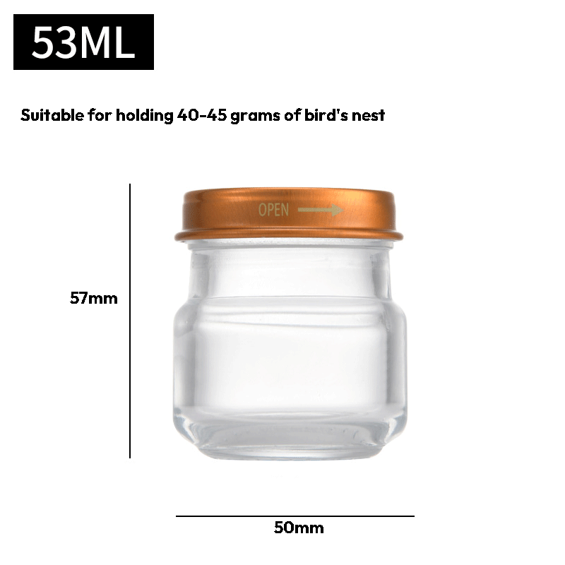 50ml 95ml Empty Custom Clear Wide Mouth Glass Bottle for bird nest
