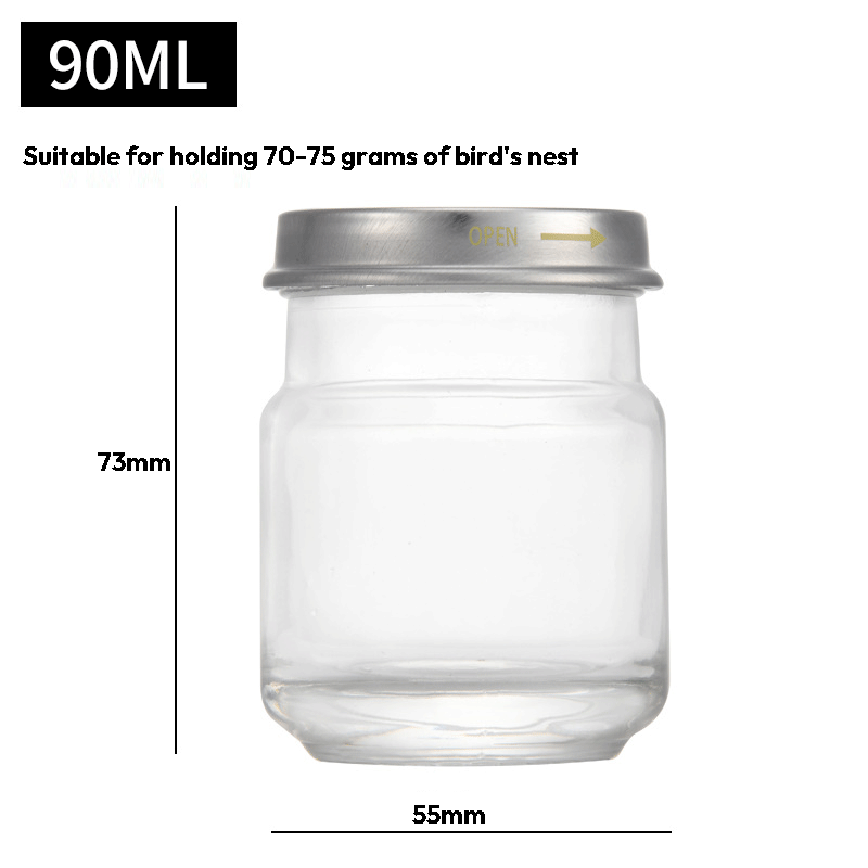 50ml 95ml Empty Custom Clear Wide Mouth Glass Bottle for bird nest