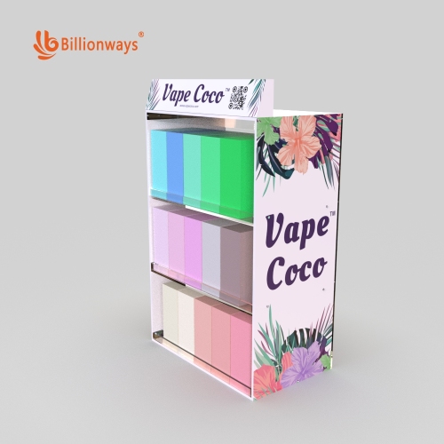 Flat Packing Knocked Down Vapor Vape Bar Vape Pod Eliquied Display Stand With Customized Size