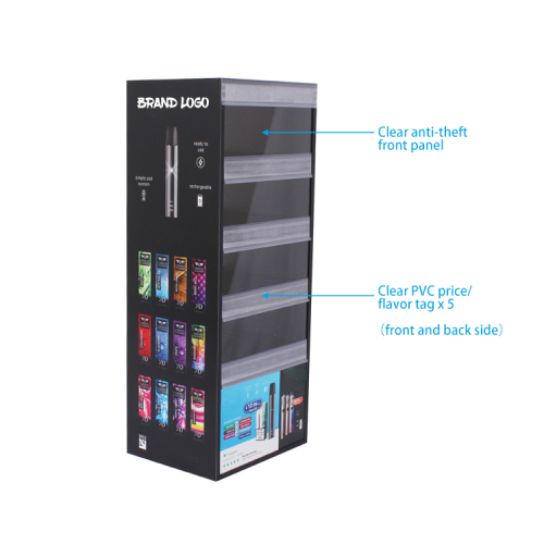 Five Layers Acrylic Display Stand for Disposable Vape with Drawer Dividers and Customized Images Graphic and Logo