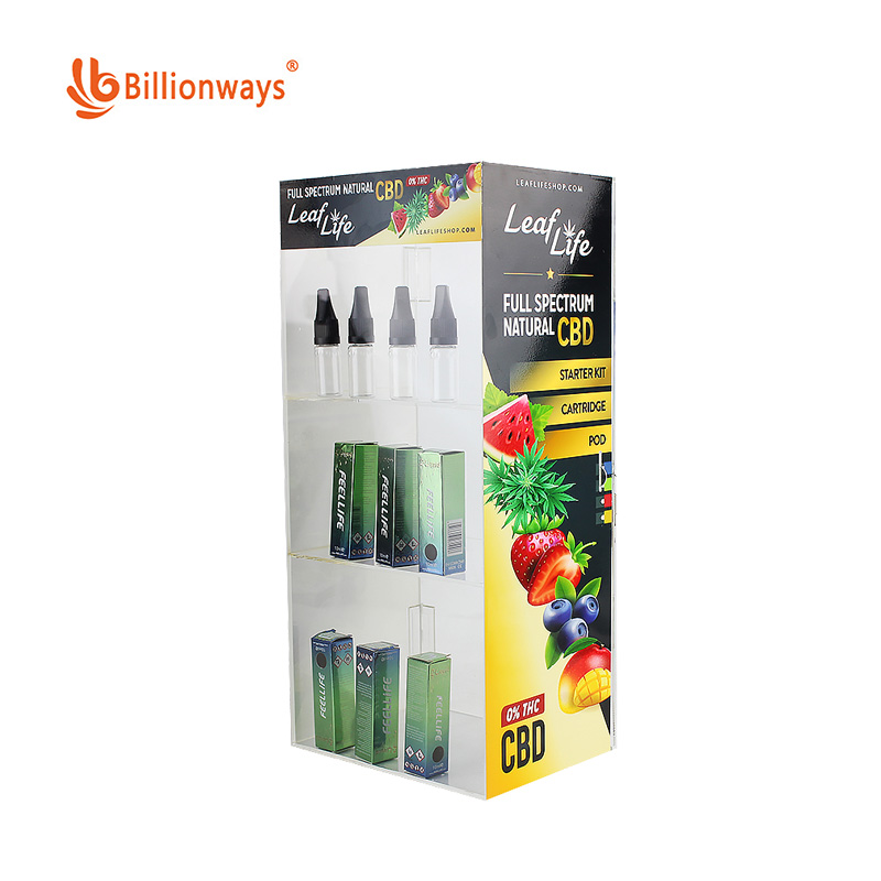 Vape Juice Display Stand with Locakable Door and Customized Graphic