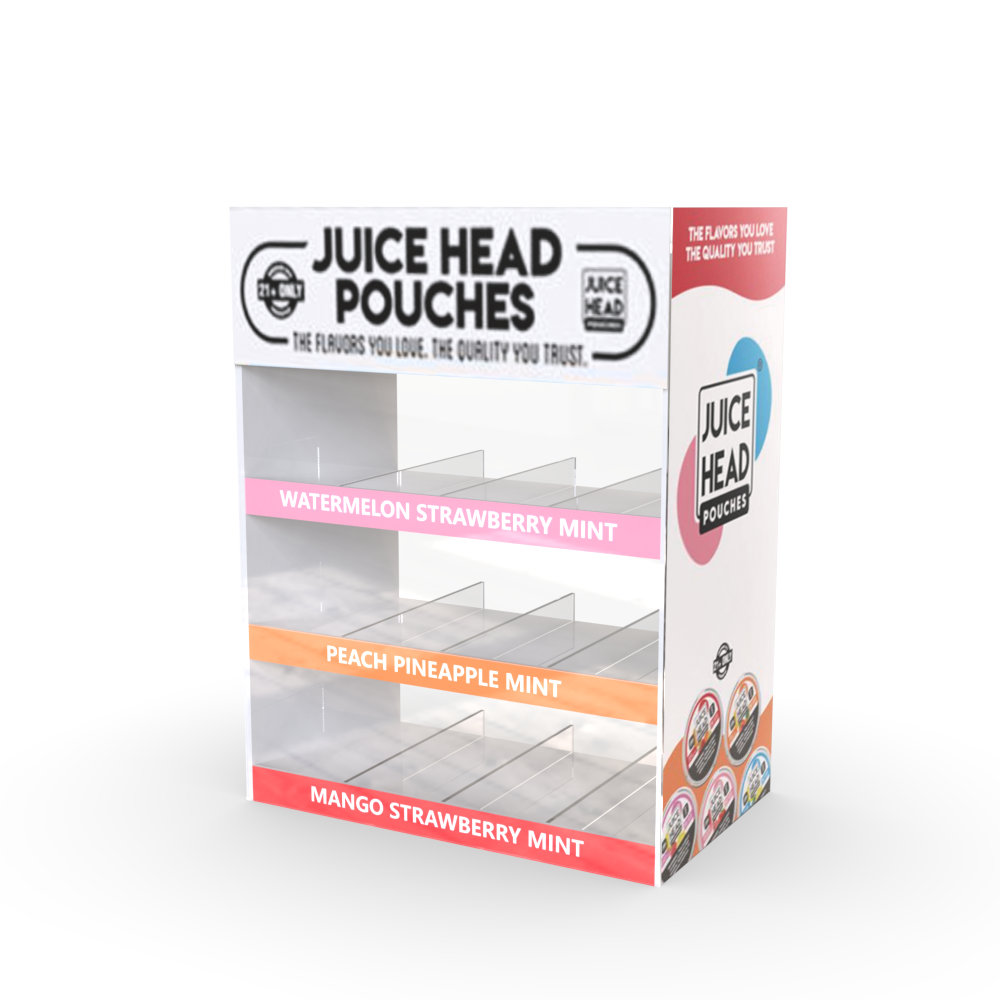 JUICE HEAD Pouches acrylic display stand display cabinet