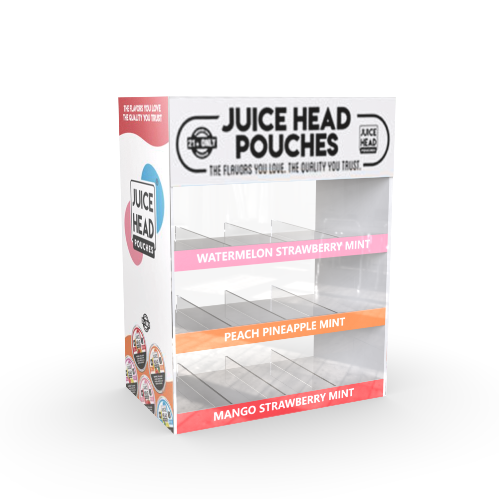 JUICE HEAD Pouches acrylic display stand display cabinet