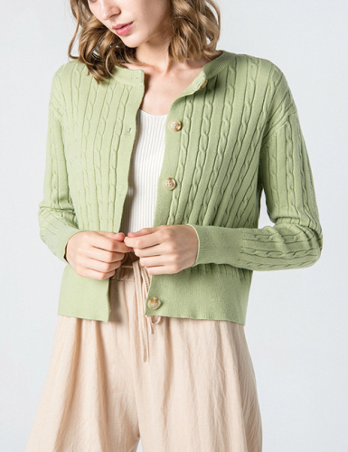 Spring and autumn long sleeve knit cardigan sweater womens