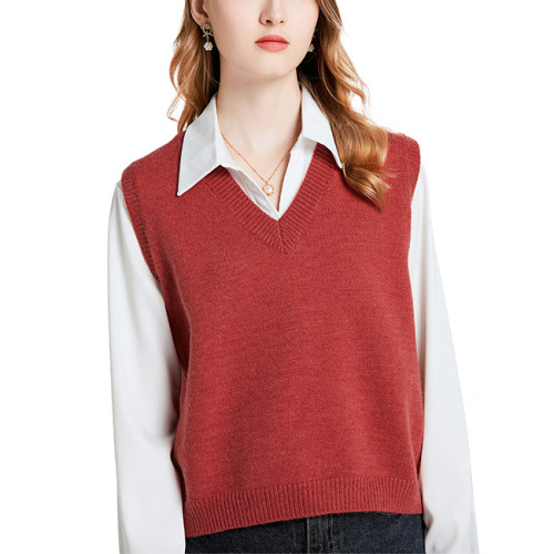 Womens V-neck knitted sleeveless sweater vest
