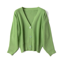 Women's winter casual warm V-neck knit cardigan outfit