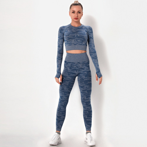 Women seamless camouflage high elasticity yoga suit