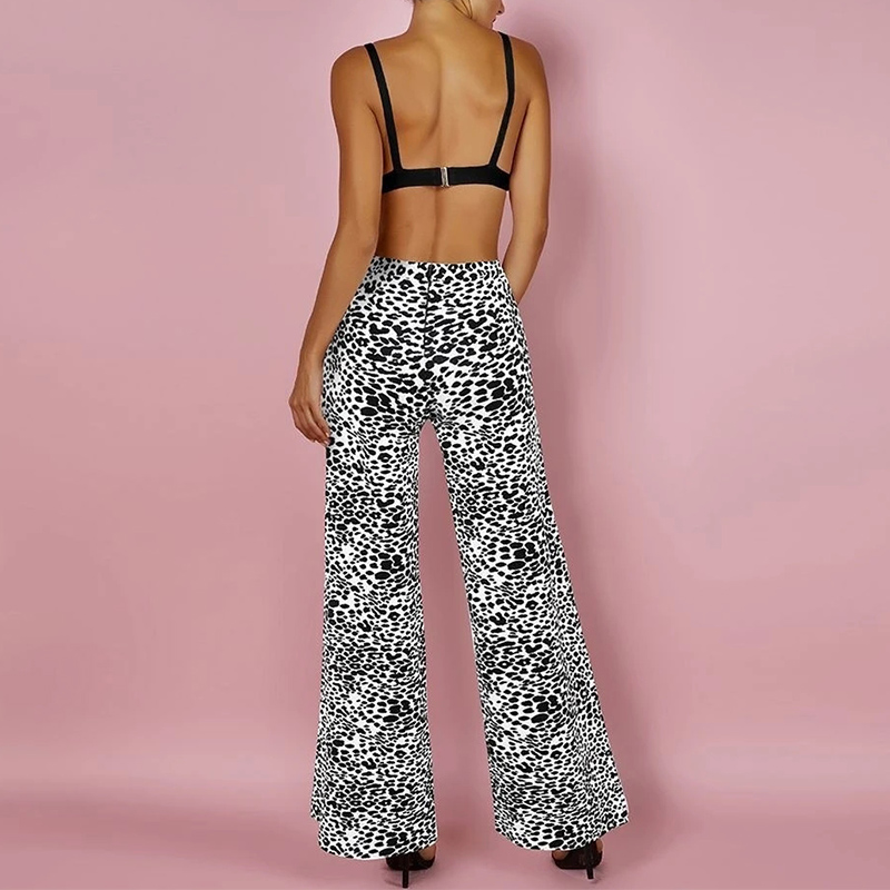 Womens leopard wide leg palazzo pants