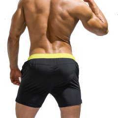 New casual solid color lace-up beach swimming trunks for men