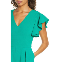 Ladies summer ruffle Sleeves crepe Jumpsuit