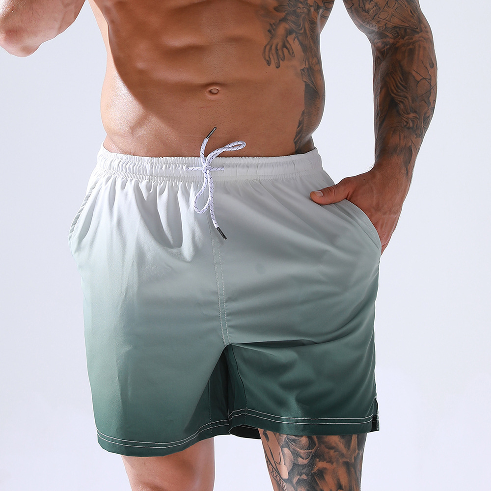 Men's gradient printing quick-drying casual beach sports shorts