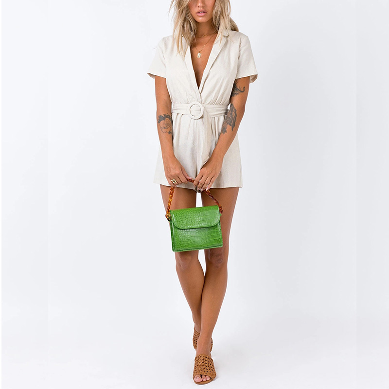 Women deep-V solid Summer Sexy short sleeves playsuit