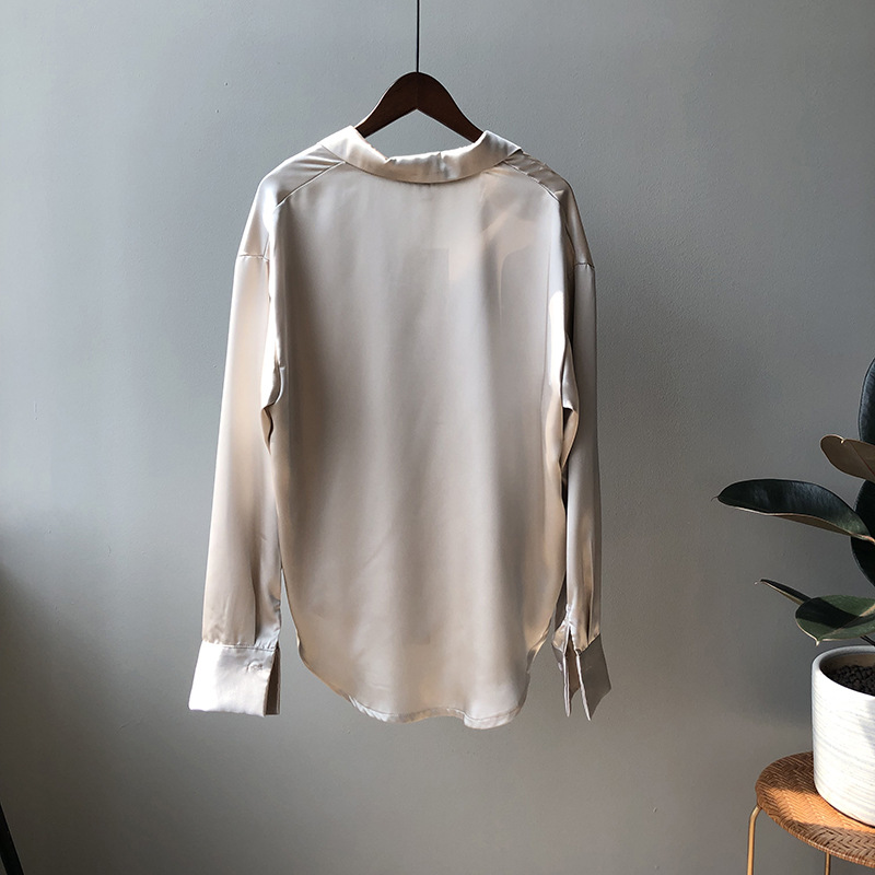 Women elegant casual silk tops blouse
