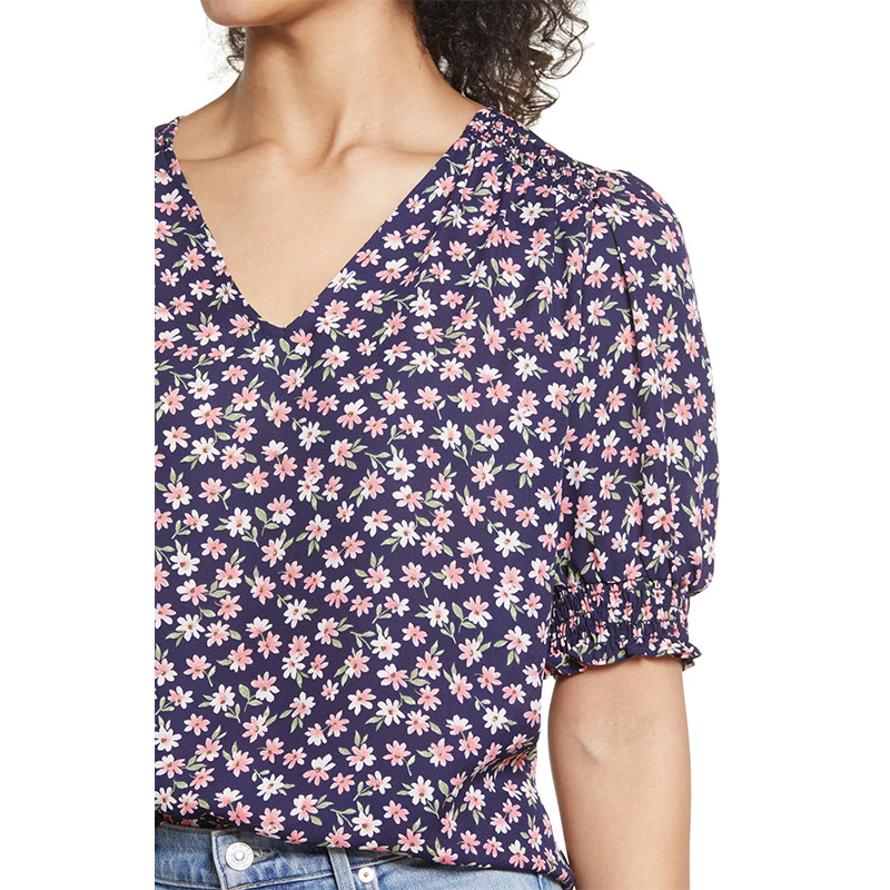 Floral tops for women V-Neck Blouse