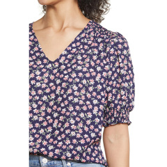 Floral tops for women V-Neck Blouse