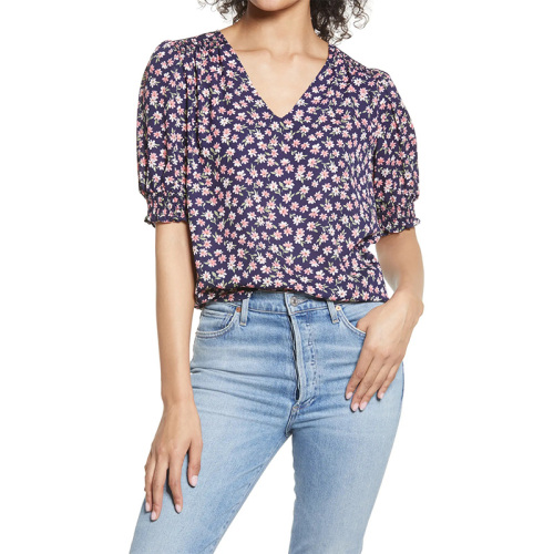 Floral tops for women V-Neck Blouse