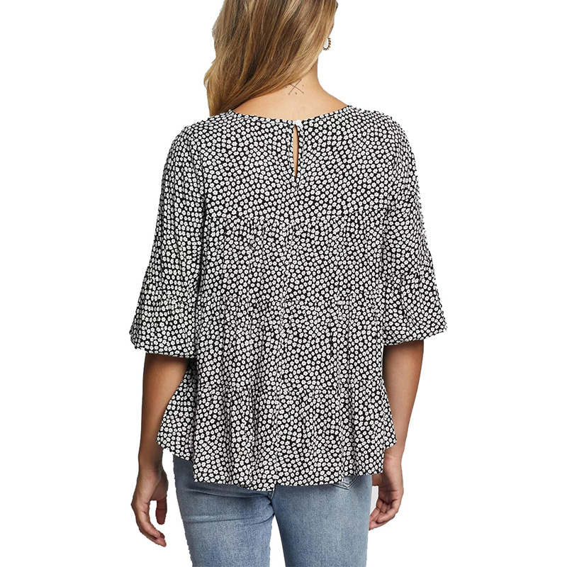 Ladies floral print smock neck blouse