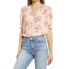 Floral tops for women V-Neck Blouse
