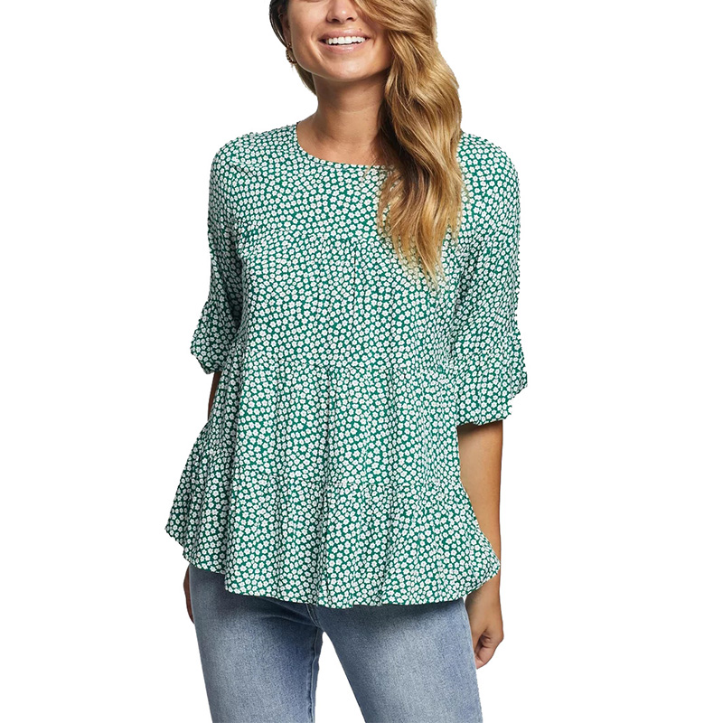 Ladies floral print smock neck blouse