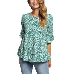 Ladies floral print smock neck blouse