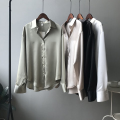 Women elegant casual silk tops blouse