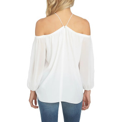 Womens off the Shoulder Sheer Chiffon Blouse long sleeve