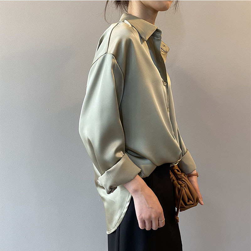 Women elegant casual silk tops blouse